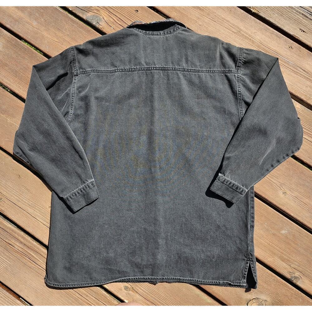 VTG Jordache Black Wash Denim Womens Shirt Med Tapestry Floral Cottagecore 90s - Picture 8 of 8